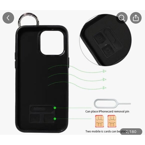 iPhone 14 Pro Max Wallet Case With Key Ring Red Card Slots Magnetic Closure NWOT - Picture 6 of 7